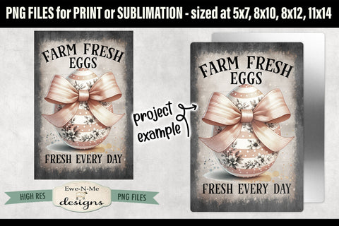 Farm Fresh Eggs Sublimation Design | Vintage Easter Sign PNG Sublimation Ewe-N-Me Designs 