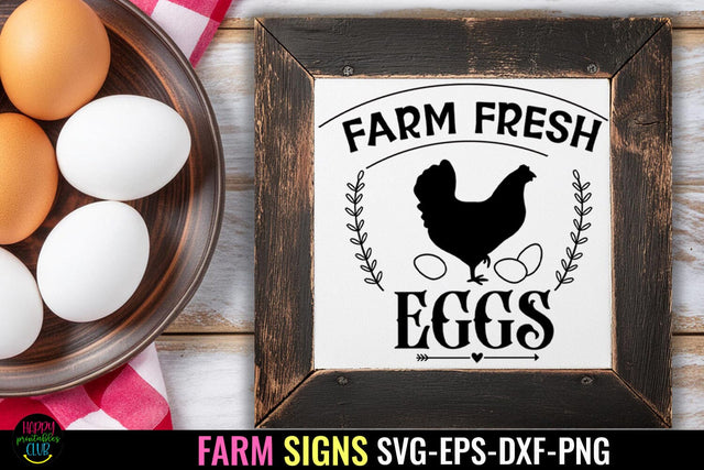Farm Fresh Eggs SVG I Farmhouse Sign SVG I Country Signs SVG Happy Printables Club 