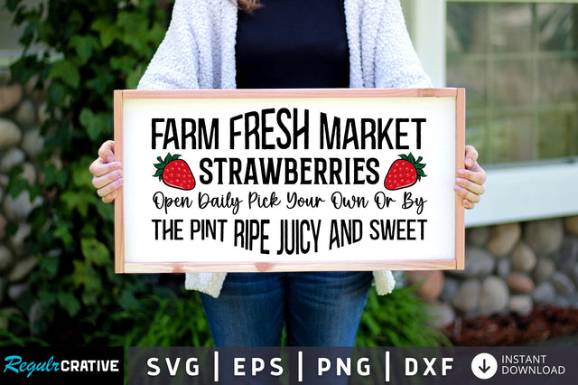 Farm fresh market strawberries svg design SVG Regulrcrative 