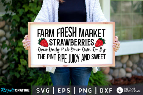 Farm fresh market strawberries svg design SVG Regulrcrative 