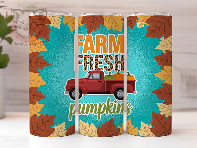 Farm Fresh Pumpkin Fall Tumbler, Fall Vibes Wrap, 20oz Pumpkin Sublimation, Autumn Farm Cup, Rustic Pumpkin Wrap, Harvest Pumpkin Tumbler, Farmhouse Fall Drinkware Sublimation Lara' s Designs 