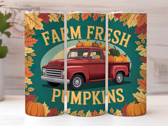 Farm Fresh Pumpkin Fall Tumbler, Fall Vibes Wrap, 20oz Pumpkin Sublimation, Autumn Farm Cup, Rustic Pumpkin Wrap, Harvest Pumpkin Tumbler, Farmhouse Fall Drinkware Sublimation Lara' s Designs 