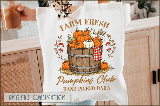 Farm Fresh Pumpkins club hand picked daily Tote Bag Sublimation Shetara Begum 