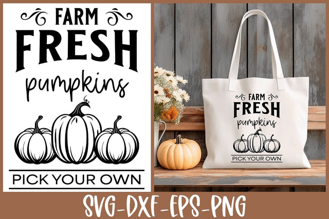 Farm Fresh Pumpkins SVG | Fall Sign Cut File SVG Ikonart Design Shop 