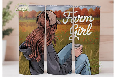 Farm Girl Autumn 20oz Tumbler Wrap Sublimation PixelChick 
