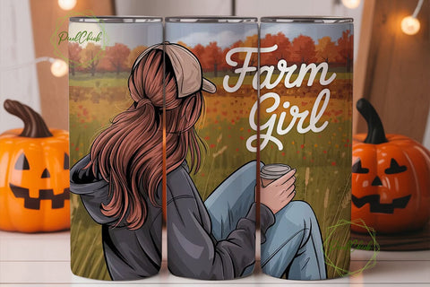 Farm Girl Autumn 20oz Tumbler Wrap Sublimation PixelChick 