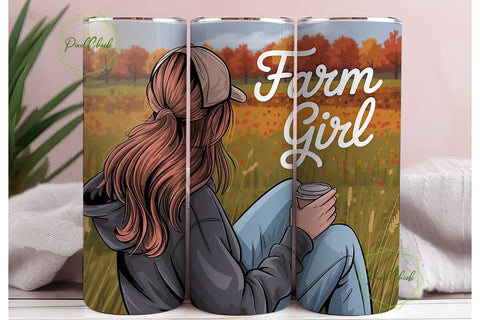 Farm Girl Autumn 20oz Tumbler Wrap Sublimation PixelChick 