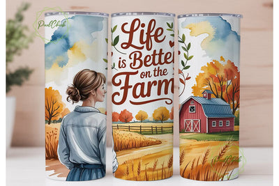 Farm Girl Autumn 20oz Tumbler Wrap Sublimation PixelChick 