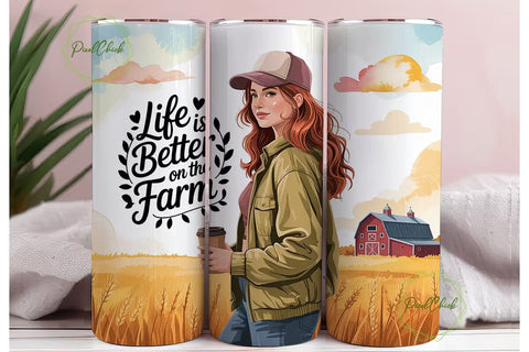 Farm Girl Autumn 20oz Tumbler Wrap Sublimation PixelChick 