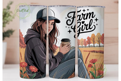 Farm Girl Autumn 20oz Tumbler Wrap Sublimation PixelChick 