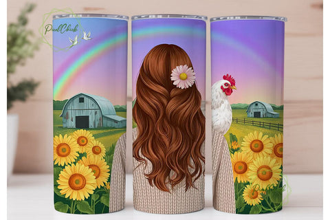 Farm Girl Chicken Love 20oz Tumbler Wrap Sublimation PixelChick 