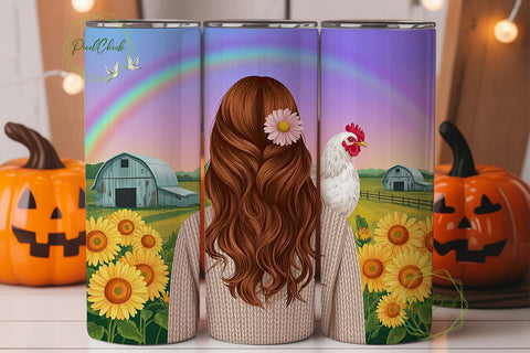 Farm Girl Chicken Love 20oz Tumbler Wrap Sublimation PixelChick 