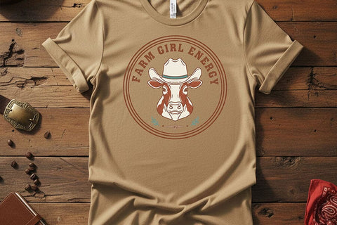 Farm Girl Energy Png, Western Cowgirl Sublimation Design, Country Girl Shirt Png, Rodeo Boutique Clipart, Rustic Western Badge Design SVG TiffsCraftyCreations 