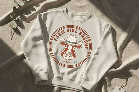 Farm Girl Energy Png, Western Cowgirl Sublimation Design, Country Girl Shirt Png, Rodeo Boutique Clipart, Rustic Western Badge Design SVG TiffsCraftyCreations 