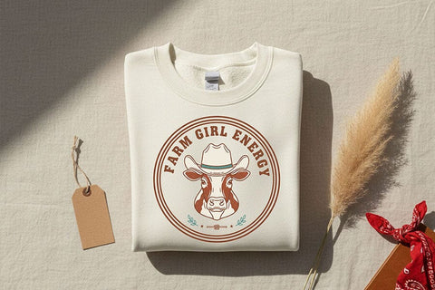 Farm Girl Energy Png, Western Cowgirl Sublimation Design, Country Girl Shirt Png, Rodeo Boutique Clipart, Rustic Western Badge Design SVG TiffsCraftyCreations 