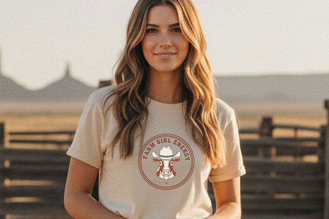 Farm Girl Energy Png, Western Cowgirl Sublimation Design, Country Girl Shirt Png, Rodeo Boutique Clipart, Rustic Western Badge Design SVG TiffsCraftyCreations 