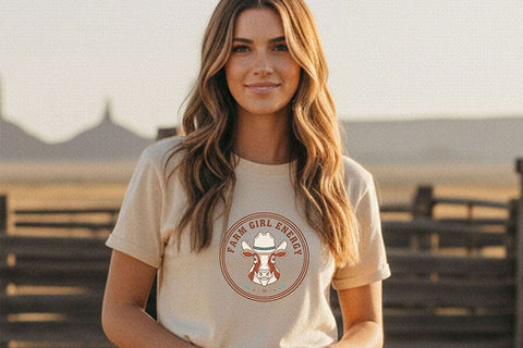 Farm Girl Energy Png, Western Cowgirl Sublimation Design, Country Girl Shirt Png, Rodeo Boutique Clipart, Rustic Western Badge Design SVG TiffsCraftyCreations 