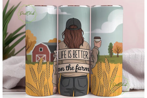 Farm Girl Fall 20oz Tumbler Wrap Sublimation PixelChick 