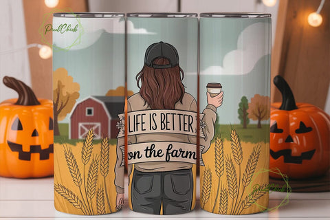 Farm Girl Fall 20oz Tumbler Wrap Sublimation PixelChick 