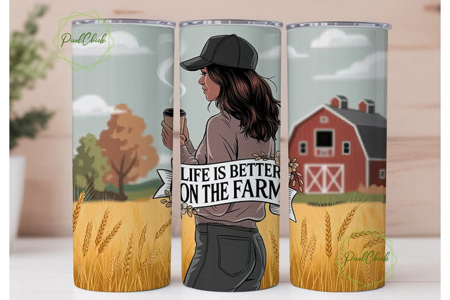 Farm Girl Fall 20oz Tumbler Wrap Sublimation PixelChick 