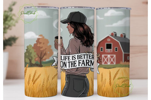Farm Girl Fall 20oz Tumbler Wrap Sublimation PixelChick 