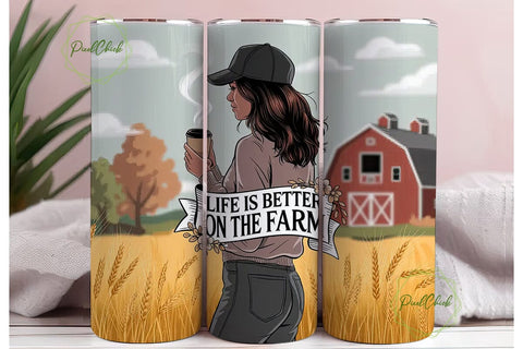 Farm Girl Fall 20oz Tumbler Wrap Sublimation PixelChick 