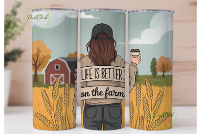 Farm Girl Fall 20oz Tumbler Wrap Sublimation PixelChick 
