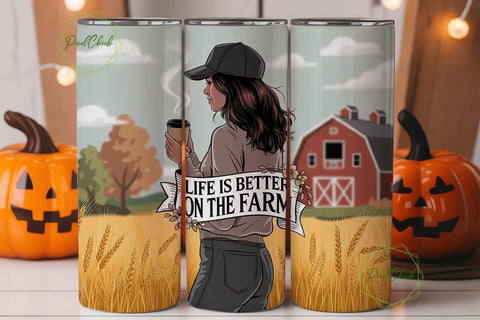 Farm Girl Fall 20oz Tumbler Wrap Sublimation PixelChick 