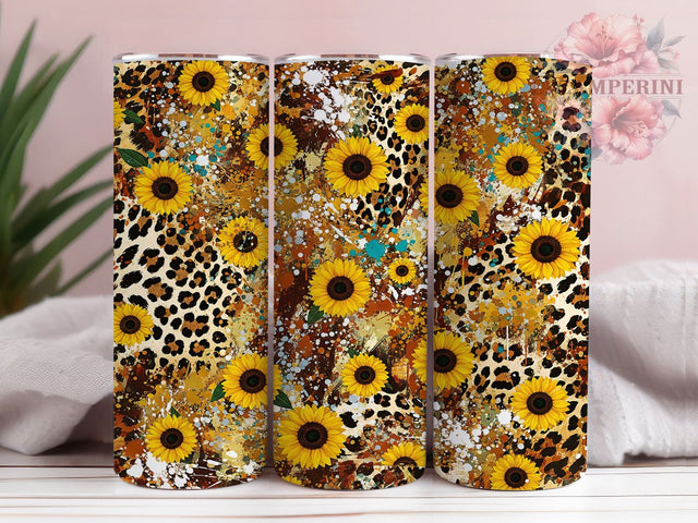Farm Girl Sunflower Cow Print Tumbler, Cow Print Design, Sunflower Farm Gift, Country Style Gift, Western Tumbler, Ranch Life Design, Animal Print Flowers Sublimation Li Zamperini 