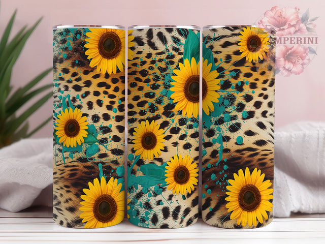 Farm Girl Sunflower Cow Print Tumbler, Cow Print Design, Sunflower Farm Gift, Country Style Gift, Western Tumbler, Ranch Life Design, Animal Print Flowers Sublimation Li Zamperini 