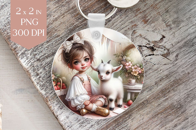 Farm Girl with Baby Goat Sublimation PNG Sublimation BijouBay 