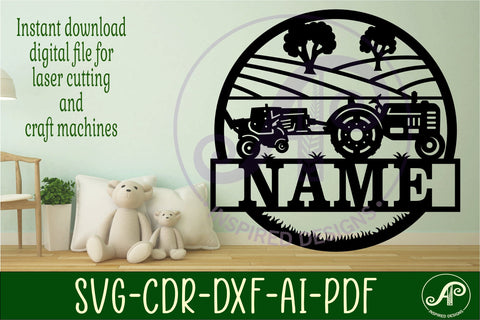 farm hay baling and tractor name sign svg laser SVG APInspireddesigns 