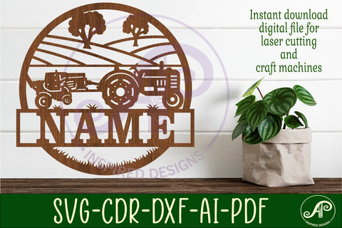 farm hay baling and tractor name sign svg laser SVG APInspireddesigns 