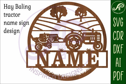 farm hay baling and tractor name sign svg laser SVG APInspireddesigns 