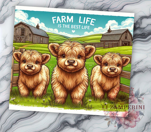 Farm Highland Cow 20oz Tumbler Wrap PNG, Farm Life is the Best Life Tumbler PNG Sublimation Design, Straight & Tapered Tumbler Wrap, Instant Digital Download Sublimation Li Zamperini 