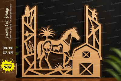 Farm Horse Barn Laser Cut SVG Design SVG Regulrcrative 