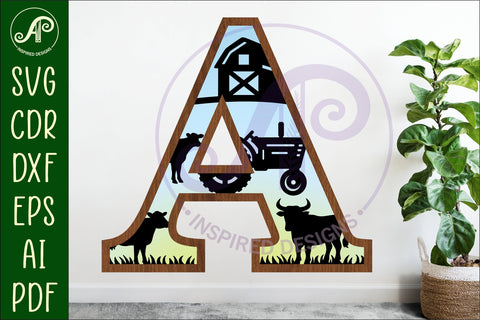 Farm Large A wall Letter 3 layer sign SVG APInspireddesigns 