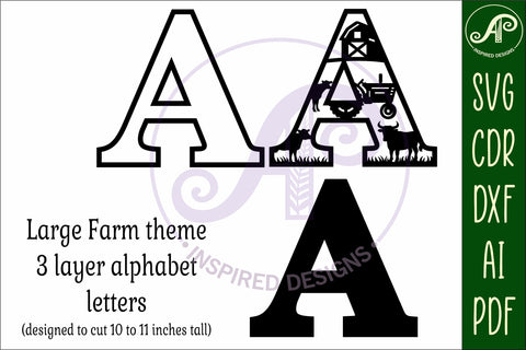 Farm Large A wall Letter 3 layer sign SVG APInspireddesigns 