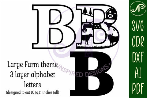 Farm Large B wall Letter 3 layer sign SVG APInspireddesigns 