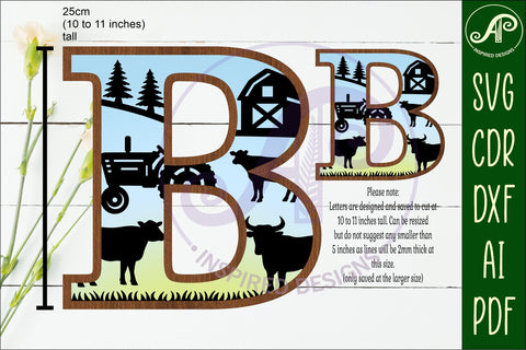 Farm Large B wall Letter 3 layer sign SVG APInspireddesigns 