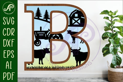 Farm Large B wall Letter 3 layer sign SVG APInspireddesigns 