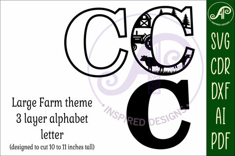 Farm Large C wall Letter 3 layer sign SVG APInspireddesigns 