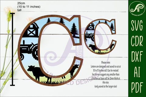 Farm Large C wall Letter 3 layer sign SVG APInspireddesigns 