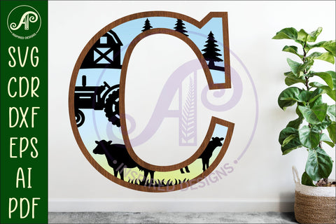 Farm Large C wall Letter 3 layer sign SVG APInspireddesigns 