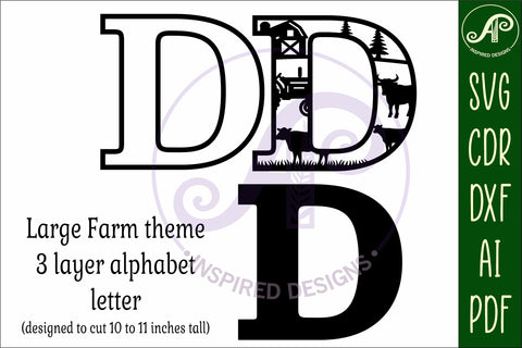 Farm Large D wall Letter 3 layer sign SVG APInspireddesigns 