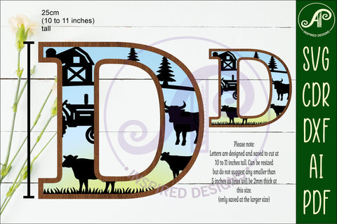 Farm Large D wall Letter 3 layer sign SVG APInspireddesigns 