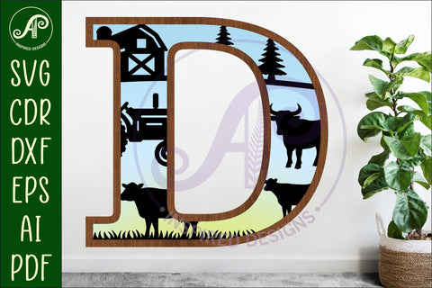 Farm Large D wall Letter 3 layer sign SVG APInspireddesigns 