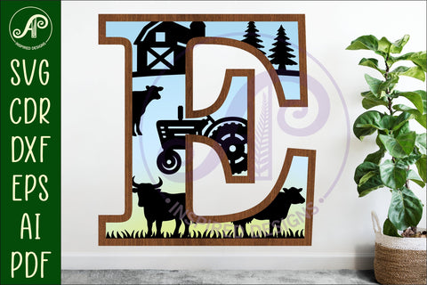 Farm Large E wall Letter 3 layer sign SVG APInspireddesigns 