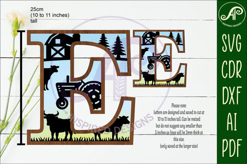 Farm Large E wall Letter 3 layer sign SVG APInspireddesigns 