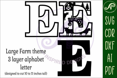 Farm Large E wall Letter 3 layer sign SVG APInspireddesigns 